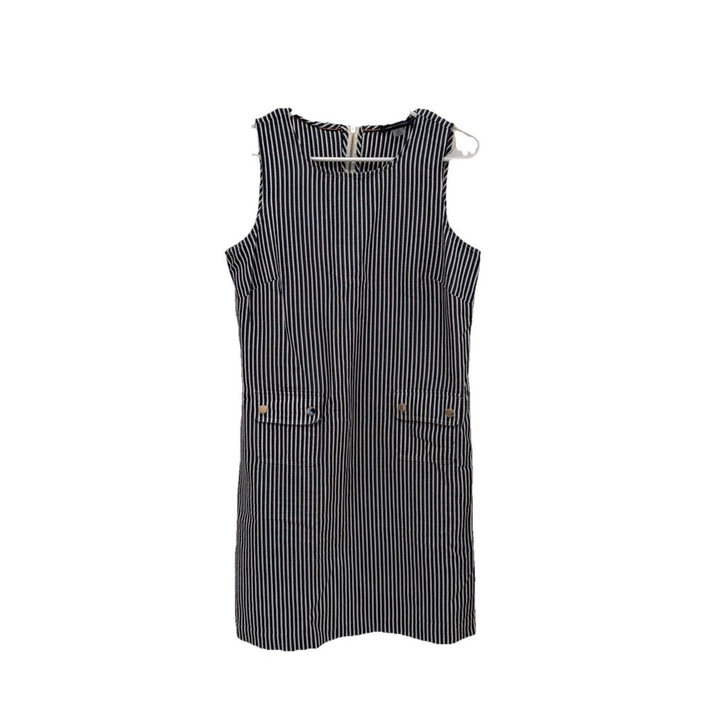 Tommy Hilfiger Dress Womens 6 Navy Blue stripes classic prep Shift Pockets